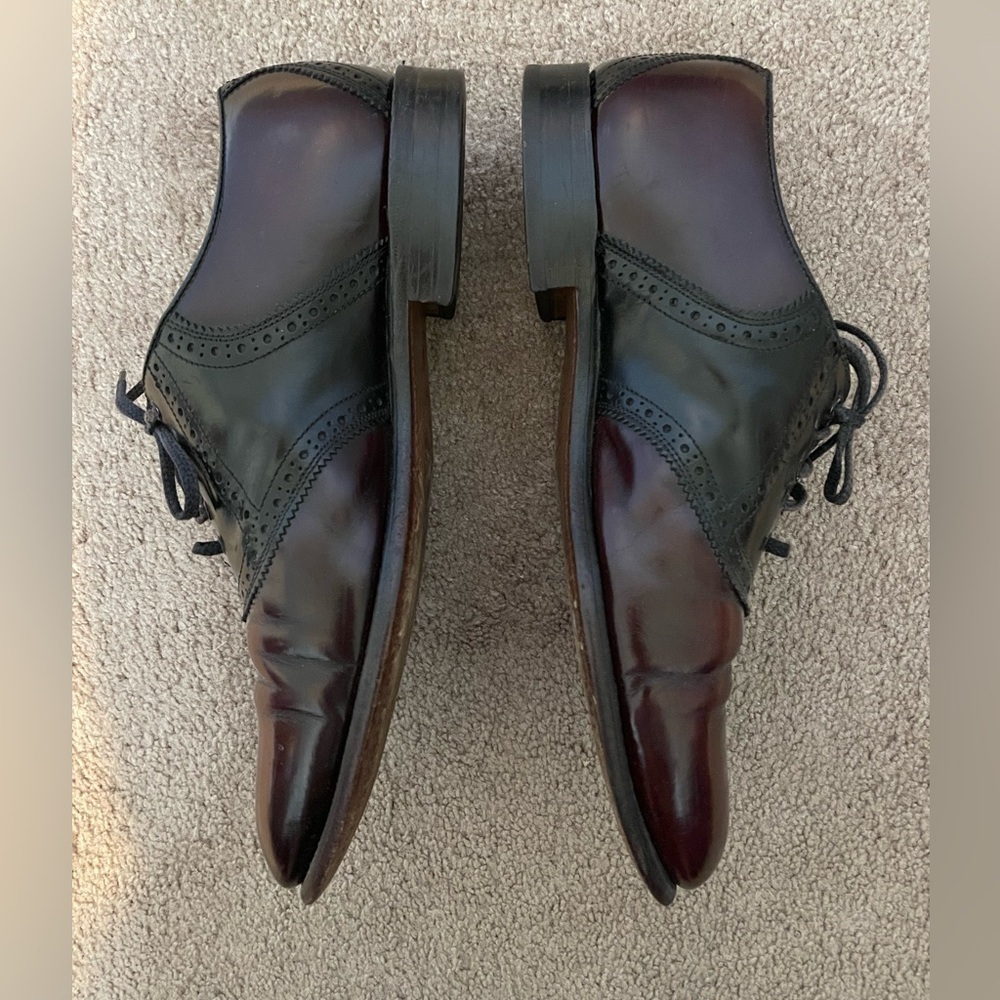Bostonian VTG mid century men saddle oxfords shoes burgundy & black leather - Picture 5 of 10